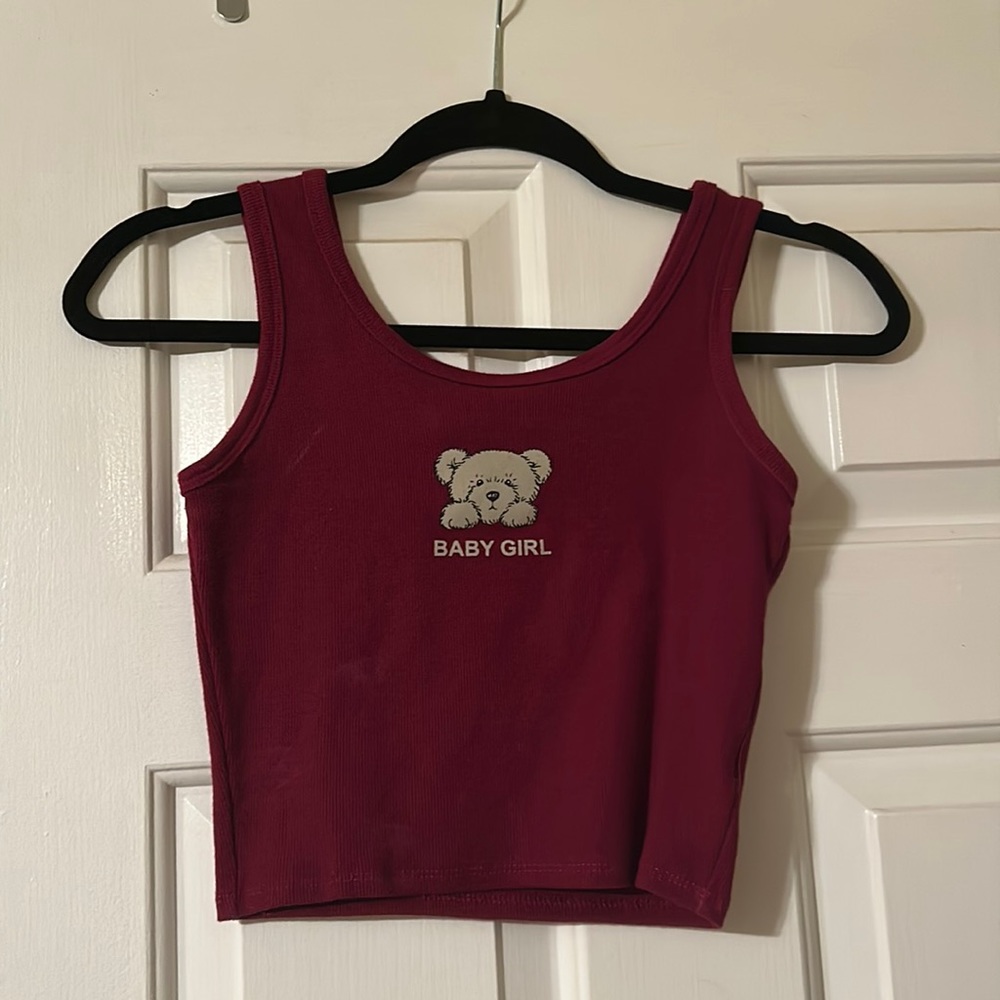 Obsessive love- size small burgundy crop top
